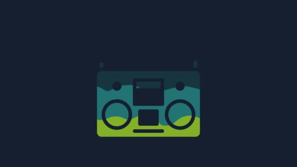 Yellow Home Stereo Two Speakers Icon Isolated Blue Background Music — 图库视频影像