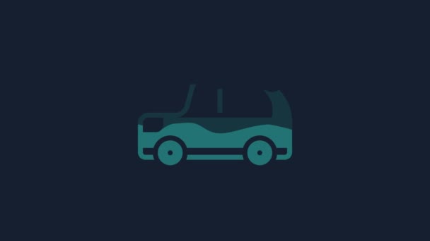 Значок Жовтого Автомобіля Ізольовано Синьому Фоні Відео Рух Графічна Анімація — стокове відео