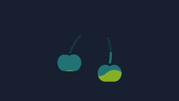 Yellow Cherry Icon Isolated Blue Background Fruit Leaf Symbol Video — Stock videók