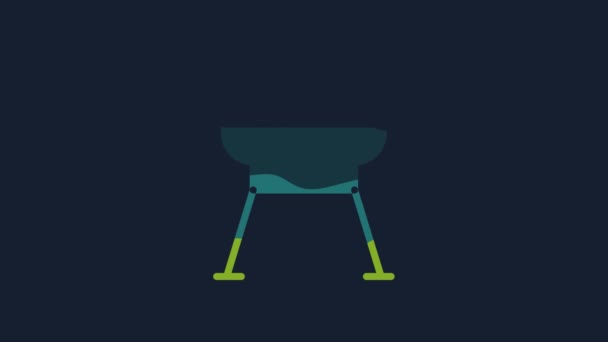 Yellow Barbecue Grill Icon Isolated Blue Background Bbq Grill Party — Video Stock
