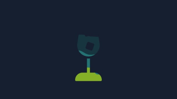 Yellow Wine Glass Icon Isolated Blue Background Wineglass Sign Video — Wideo stockowe