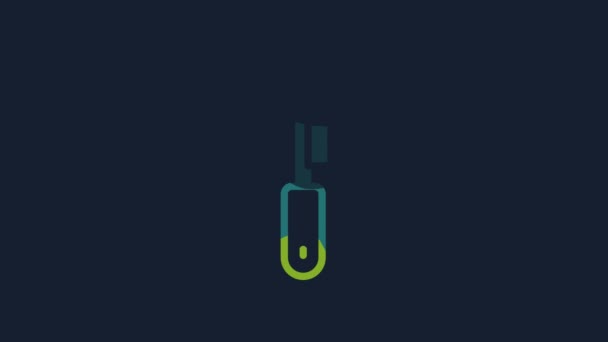 Yellow Knife Icon Isolated Blue Background Cutlery Symbol Video Motion — Vídeo de Stock