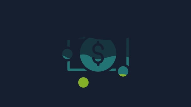 Yellow Stacks Paper Money Cash Icon Isolated Blue Background Money — Vídeo de Stock
