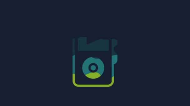Yellow Music Player Icon Isolated Blue Background Portable Music Device — Video