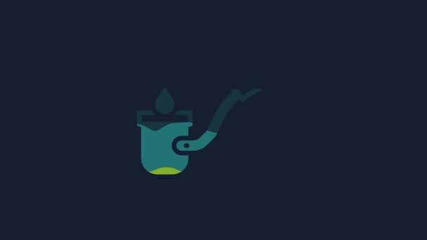Yellow Sauna Ladle Icon Isolated Blue Background Video Motion Graphic — Vídeo de Stock