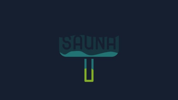 Yellow Sauna Icon Isolated Blue Background Video Motion Graphic Animation — Vídeo de Stock