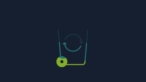 Yellow Recycle Bin Recycle Symbol Icon Isolated Blue Background Trash — Stok video