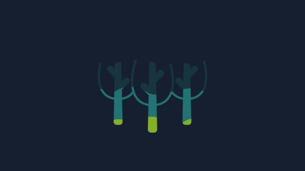 Yellow Tree Icon Isolated Blue Background Forest Symbol Video Motion — Vídeos de Stock