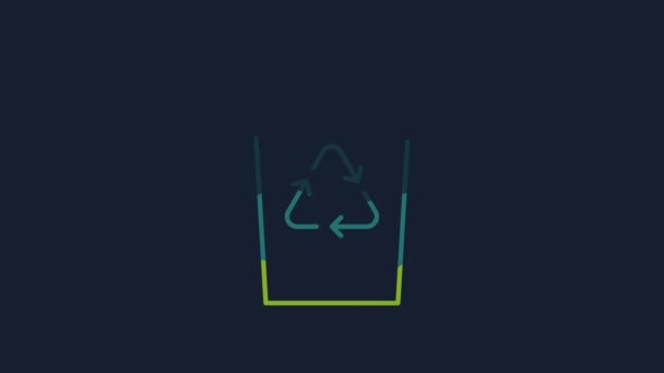 Yellow Recycle Bin Recycle Symbol Icon Isolated Blue Background Trash — Wideo stockowe