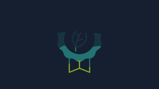 Yellow Leaf Eco Symbol Icon Isolated Blue Background Banner Label — Stockvideo