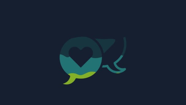 Yellow Heart Speech Bubble Icon Isolated Blue Background Happy Valentines — стоковое видео