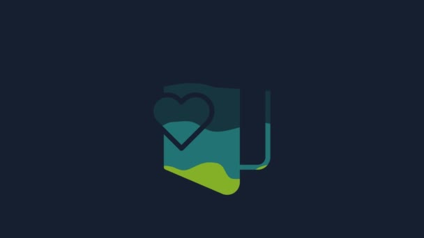 Yellow Valentines Day Flyer Heart Icon Isolated Blue Background Celebration — Αρχείο Βίντεο