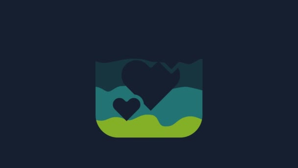 Yellow Heart Icon Isolated Blue Background Romantic Symbol Linked Join — Stock videók