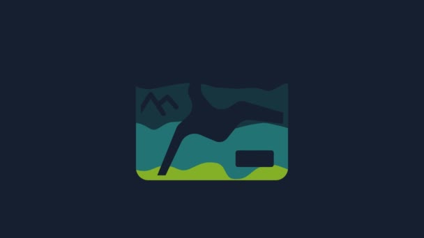 Yellow Topographic Map Route Coordinates Icon Isolated Blue Background Video — Wideo stockowe