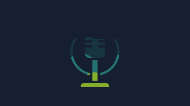 Yellow Microphone Icon Isolated Blue Background Air Radio Mic Microphone — Vídeo de Stock