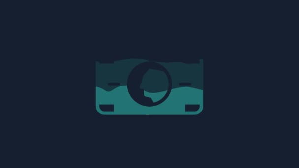 Yellow Stacks Paper Money Cash Icon Isolated Blue Background Money — стоковое видео