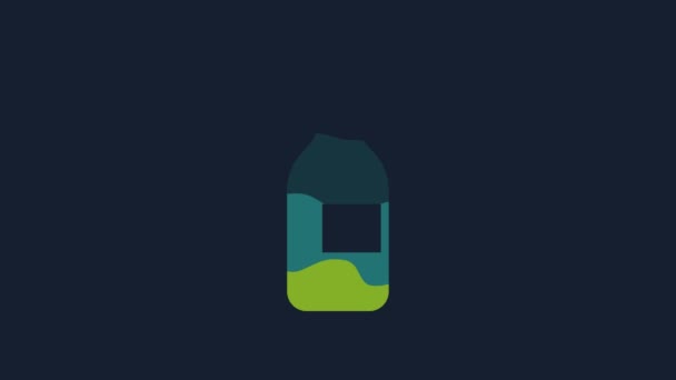 Yellow Bottle Wine Icon Isolated Blue Background Video Motion Graphic — 图库视频影像