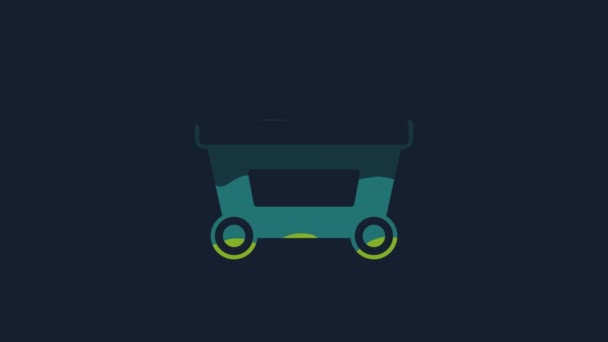 Yellow Mine Cart Gold Icon Isolated Blue Background Video Motion — 비디오