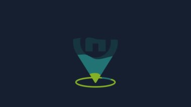 Yellow Map pointer with house icon isolated on blue background. Home location marker symbol. 4K Video motion graphic animation.