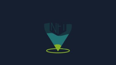 Yellow NFT Digital crypto art icon isolated on blue background. Non fungible token. 4K Video motion graphic animation.