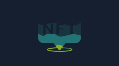 Yellow NFT Digital crypto art icon isolated on blue background. Non fungible token. 4K Video motion graphic animation.