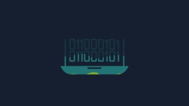 Yellow Binary code icon isolated on blue background. 4K Video motion graphic animation.