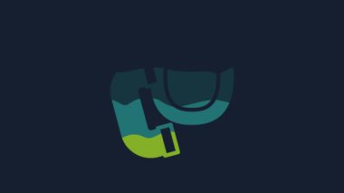 Yellow Telephone handset with security shield icon isolated on blue background. Phone sign. 4K Video motion graphic animation.