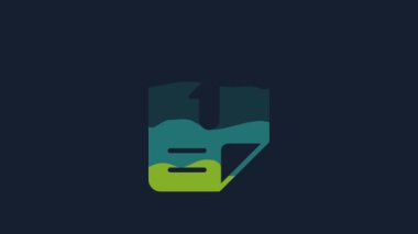Yellow Information icon isolated on blue background. 4K Video motion graphic animation.