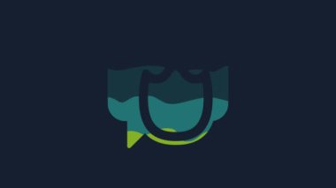 Yellow Speech bubble chat icon isolated on blue background. Message icon. Communication or comment chat symbol. 4K Video motion graphic animation.