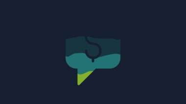Yellow Paid support icon isolated on blue background.Speech bubble chat. Message icon. Communication or comment chat symbol. 4K Video motion graphic animation.