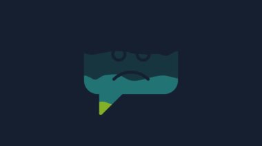 Yellow Sad smile icon isolated on blue background. Emoticon face. 4K Video motion graphic animation.