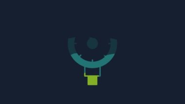 Yellow Tire pressure gauge icon isolated on blue background. Checking tire pressure. Gauge, manometer. Car safe concept. 4K Video motion graphic animation.