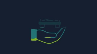 Yellow Auto service check automotive icon isolated on blue background. Car service. 4K Video motion graphic animation.