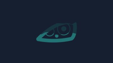 Yellow Car headlight icon isolated on blue background. 4K Video motion graphic animation.