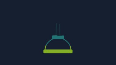 Yellow Canister for motor machine oil icon isolated on blue background. Oil gallon. Oil change service and repair. 4K Video motion graphic animation.