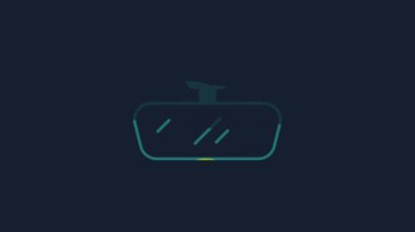 Yellow Car mirror icon isolated on blue background. 4K Video motion graphic animation.