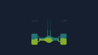 Yellow Chassis car icon isolated on blue background. 4K Video motion graphic animation.