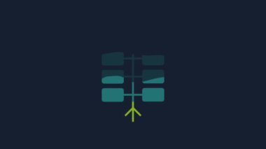 Yellow Firework icon isolated on blue background. Concept of fun party. Explosive pyrotechnic symbol. Lighting firecrackers. 4K Video motion graphic animation.