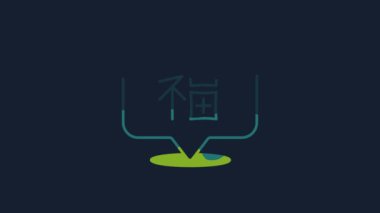 Yellow Chinese New Year icon isolated on blue background. 4K Video motion graphic animation.
