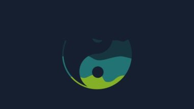 Yellow Yin Yang symbol of harmony and balance icon isolated on blue background. 4K Video motion graphic animation.