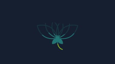 Yellow Lotus flower icon isolated on blue background. 4K Video motion graphic animation.