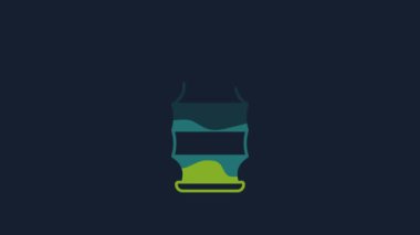 Yellow Chinese paper lantern icon isolated on blue background. 4K Video motion graphic animation.