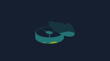 Yellow Traditional Chinese tea ceremony icon isolated on blue background. Teapot with cup. 4K Video motion graphic animation.