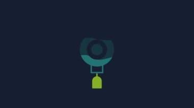 Yellow Chinese paper lantern icon isolated on blue background. 4K Video motion graphic animation.