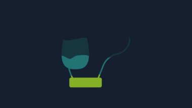 Yellow Dog icon isolated on blue background. 4K Video motion graphic animation.
