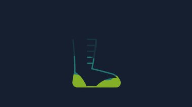 Yellow Sport boxing shoes icon isolated on blue background. Wrestling shoes. 4K Video motion graphic animation.
