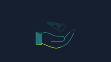 Yellow Boxing glove icon isolated on blue background. 4K Video motion graphic animation.