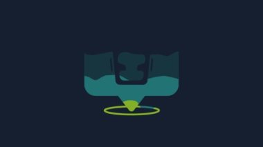 Yellow Boxing helmet icon isolated on blue background. 4K Video motion graphic animation.