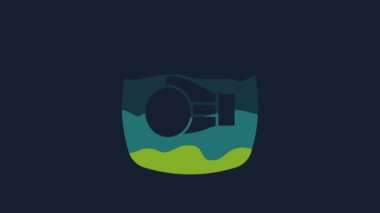 Yellow Boxing glove icon isolated on blue background. 4K Video motion graphic animation.