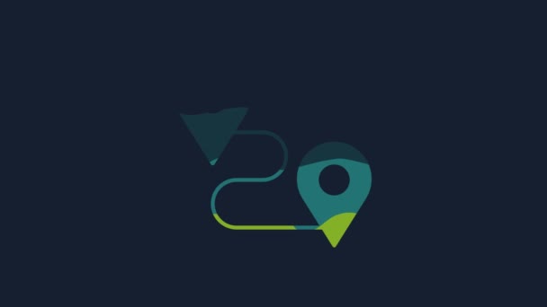 Yellow Route Location Icon Isolated Blue Background Map Pointer Sign — Vídeo de Stock
